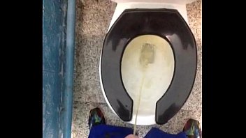 fresh yellow morning urinate in a public rest room